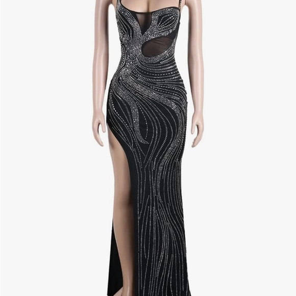 Elegant Black Sheer Beaded Dress - Extra Large Stretch Cocktail Party Dress XL - Picture 9 of 11